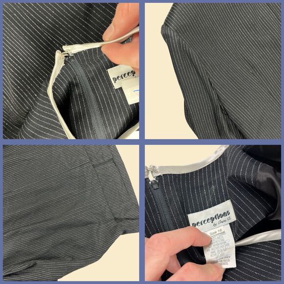 70s black & silver dress w/ built-in jacket by Perceptions by Irene B, size 16 - Picture 3 of 9